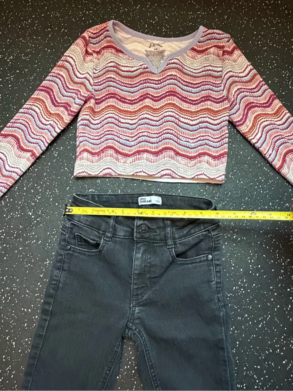 Girls Art Class Size 8 Top & Epic Threads Size 7 Black Slim Jeans Outfit Set